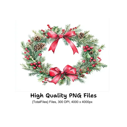 Christmas Wreath Clipart Bundle