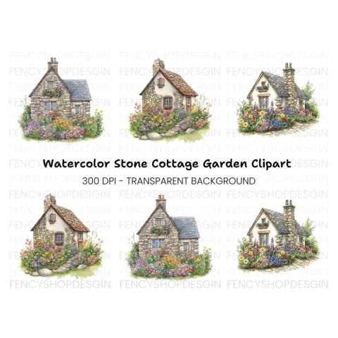 Stone Cottages Clipart Bundle