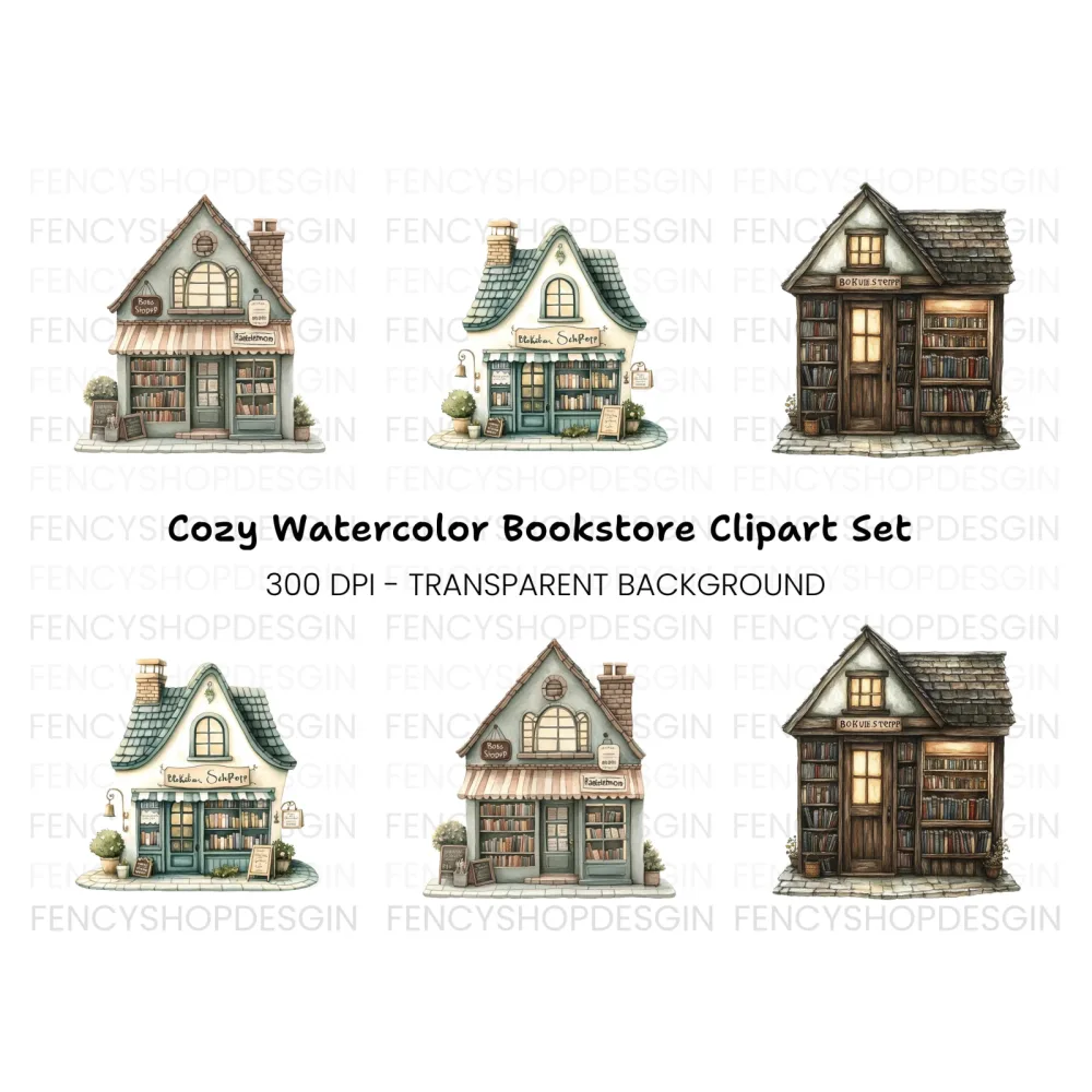 Charming Bookstore Clipart Bundle