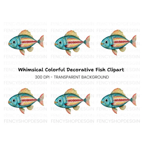 Vibrant Folk Fish Clipart Bundle