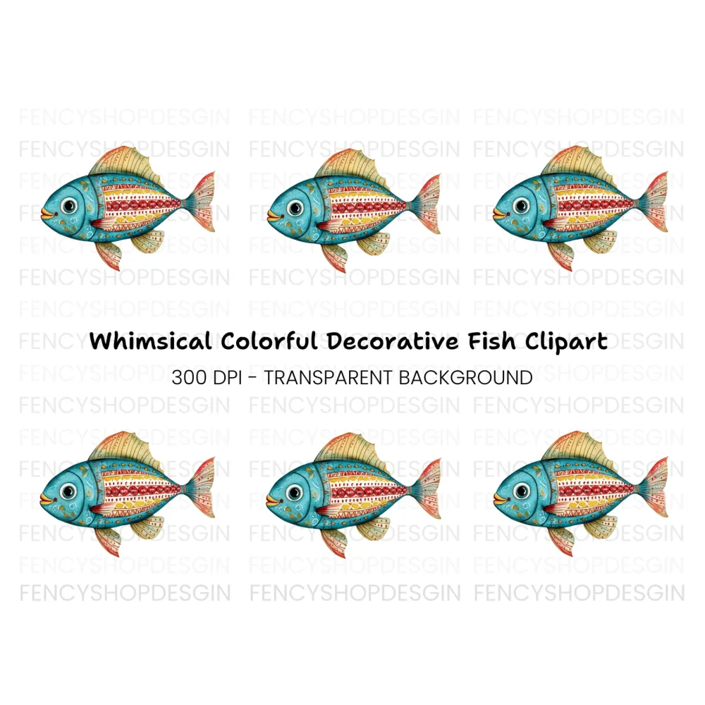 Vibrant Folk Fish Clipart Bundle