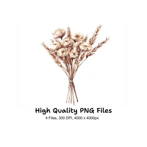 Dried Flower Bouquet Clipart Bundle