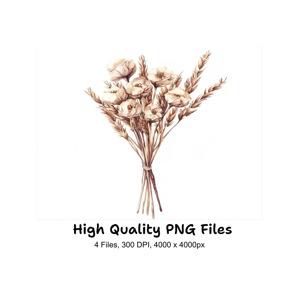Dried Flower Bouquet Clipart Bundle