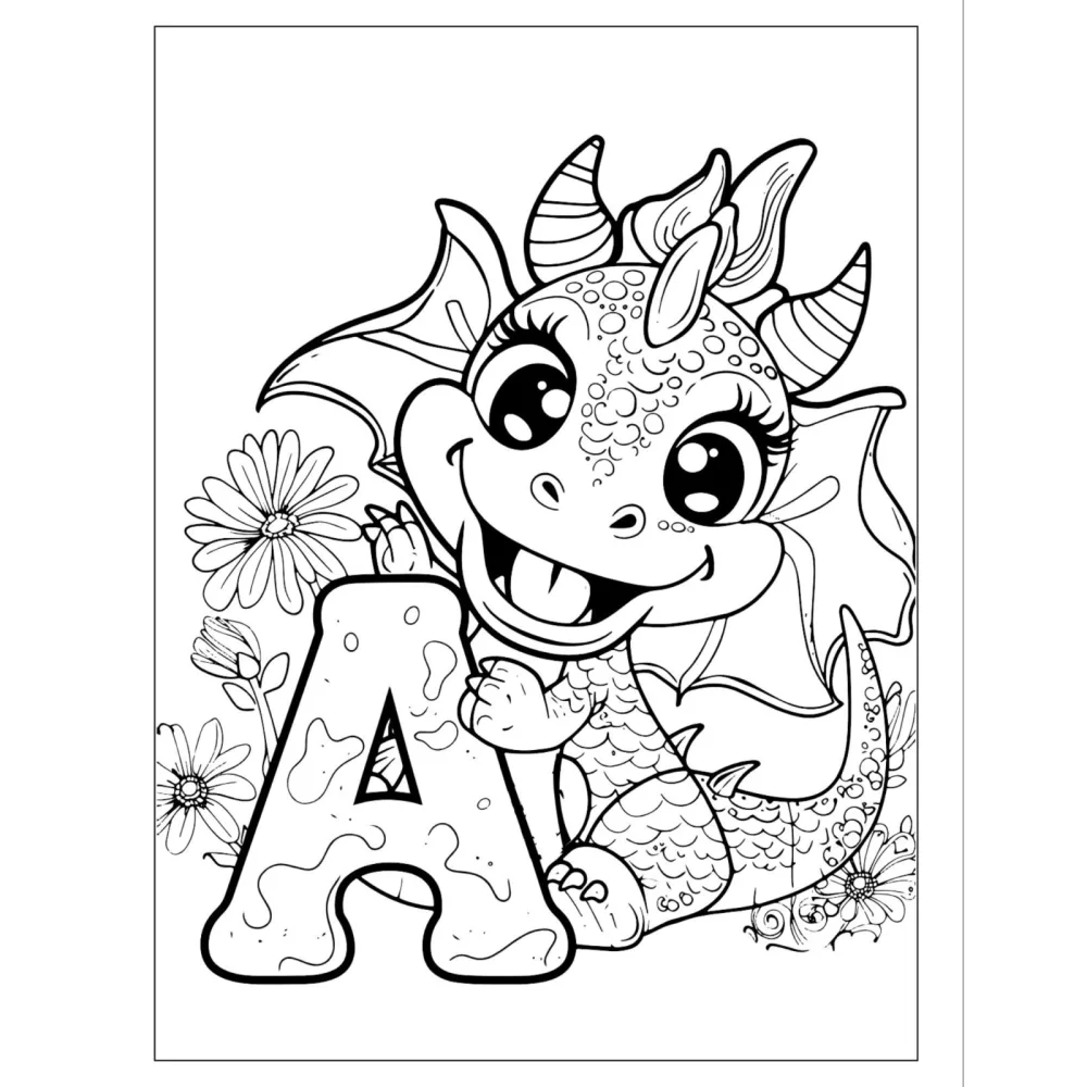 Alphabet and Numbers Dragon Coloring Book