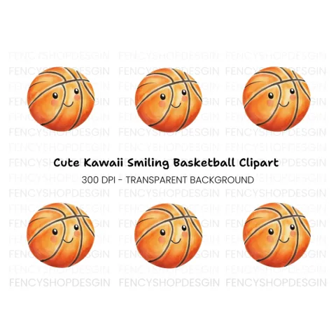 Cute Kawaii Basketball Clipart Bundle
