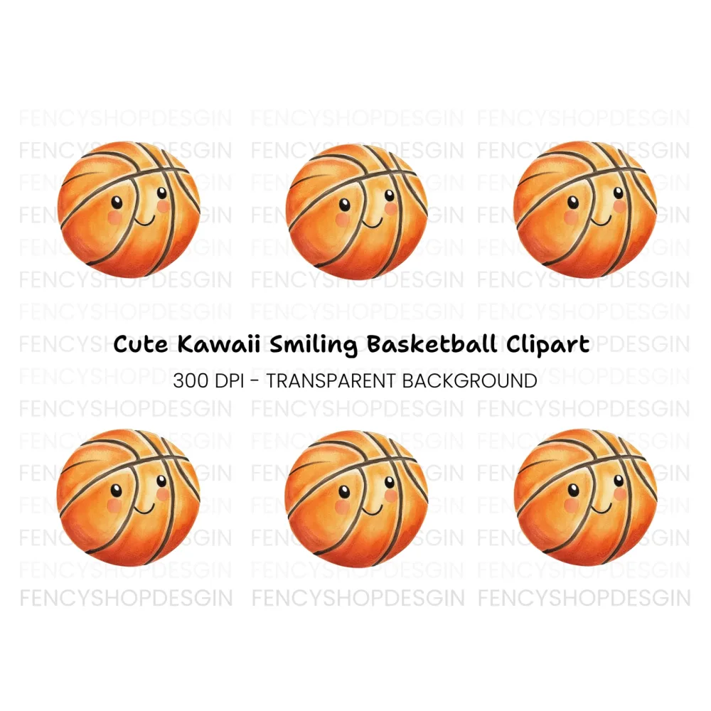 Cute Kawaii Basketball Clipart Bundle