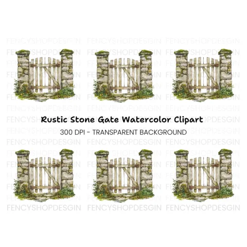 Rustic Stone Gate Clipart Bundle