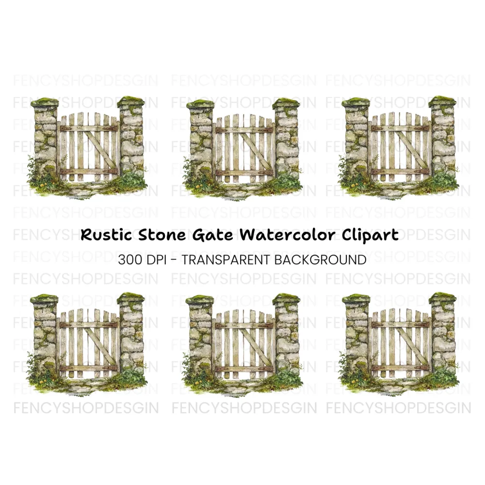 Rustic Stone Gate Clipart Bundle