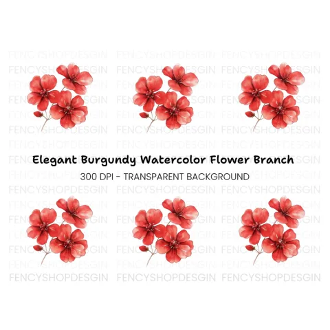 Vibrant Red Blossom Clipart Bundle