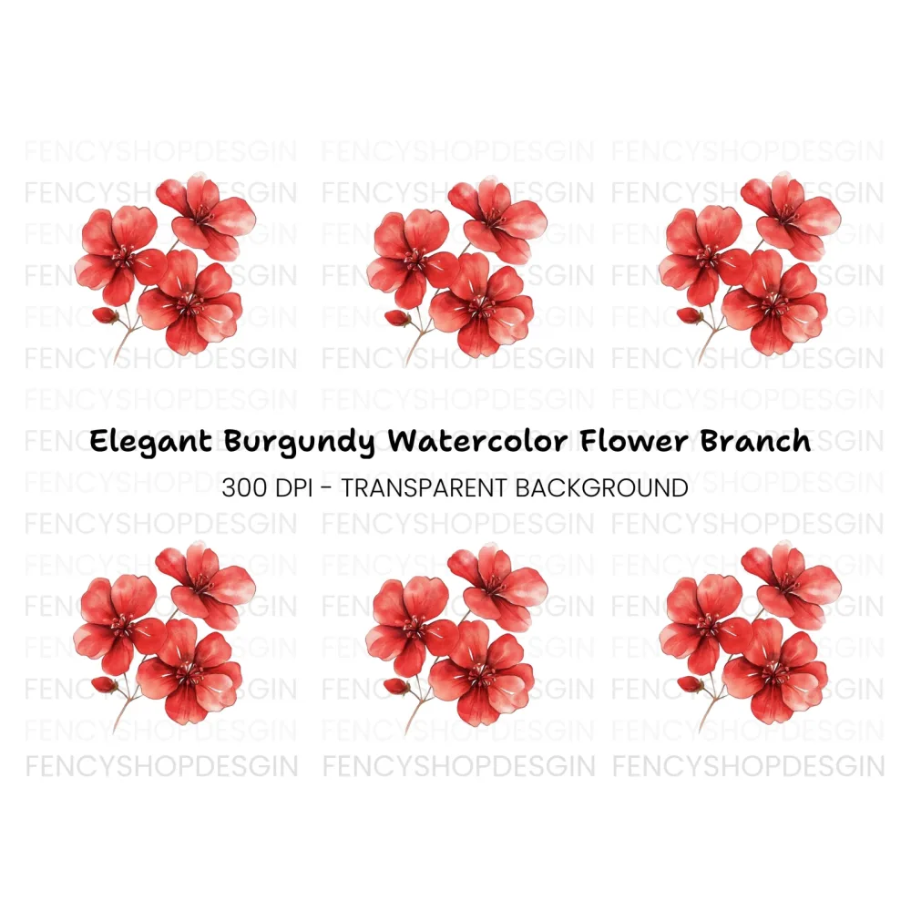 Vibrant Red Blossom Clipart Bundle