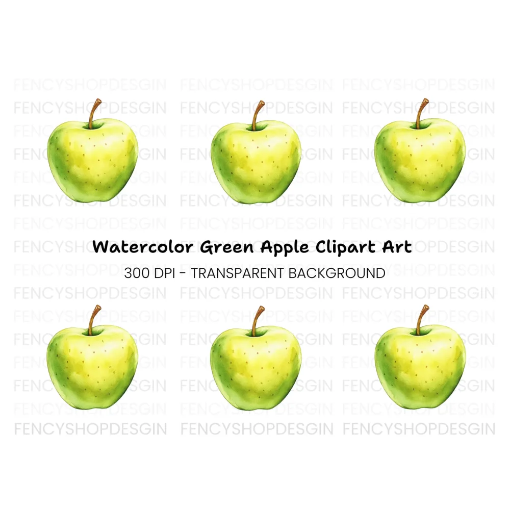 Green Apple Clipart Bundle