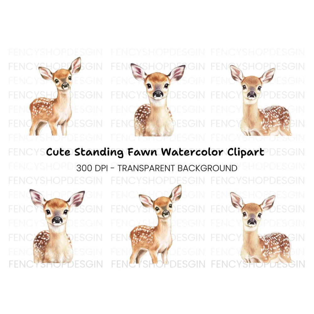 Cute Fawn Faces and Poses Clipart Bundle