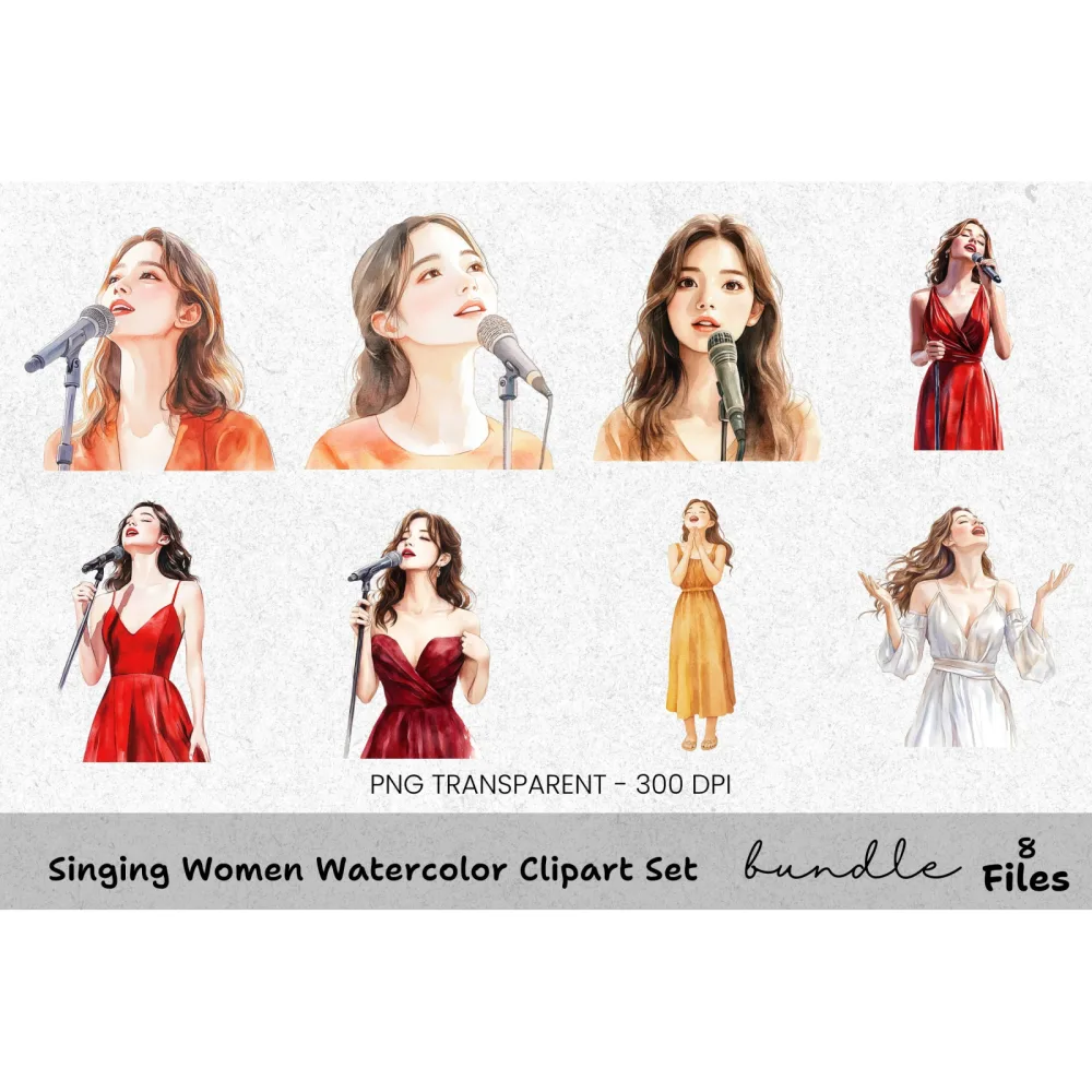 Singing Women Clipart Bundle