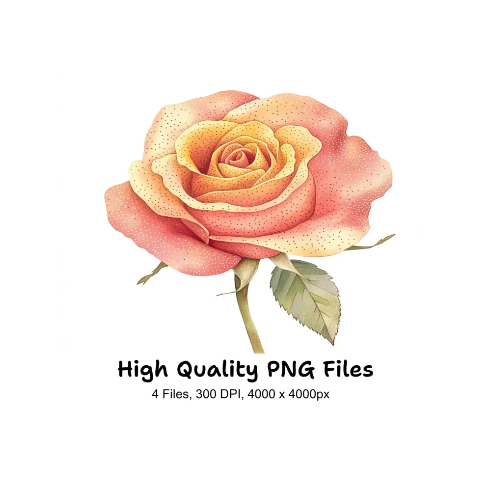 Vibrant Peach and Yellow Rose Clipart Bundle