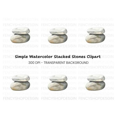 Stacked White Stones Clipart Bundle