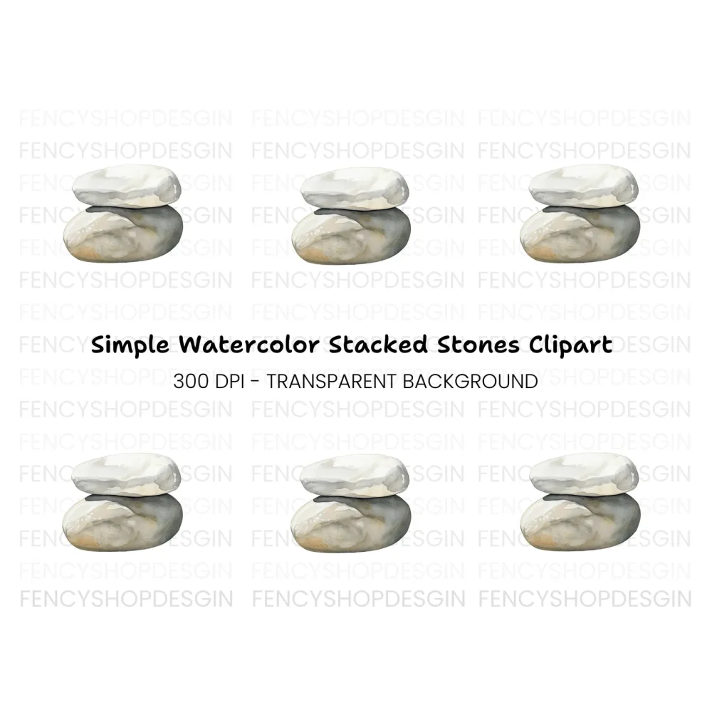 Stacked White Stones Clipart Bundle