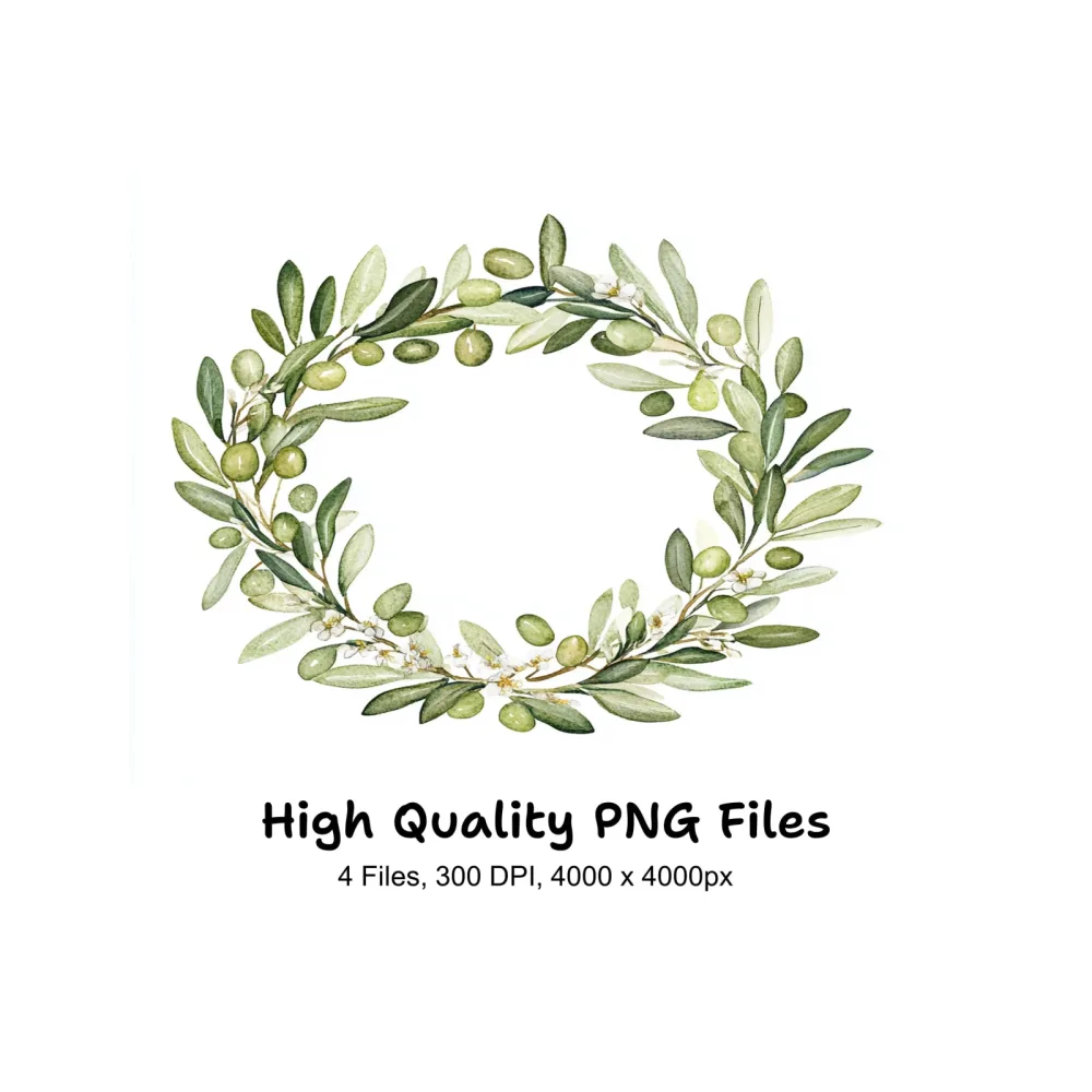 Olive Branch Wreath Clipart Bundle