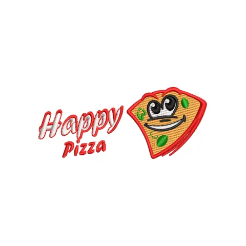Happy Pizza Embroidery Design