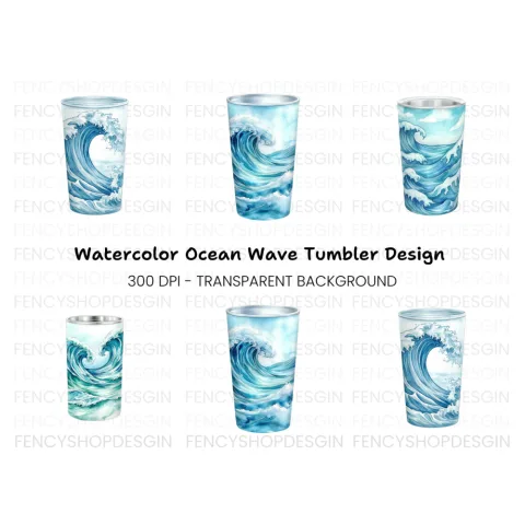 Ocean Wave Tumbler Clipart Bundle