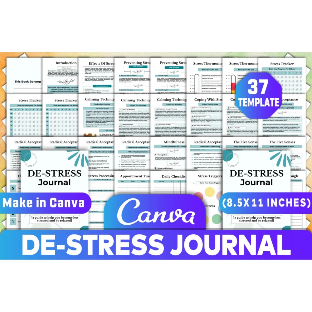 De-Stress Journal for Relaxation and Mindfulness