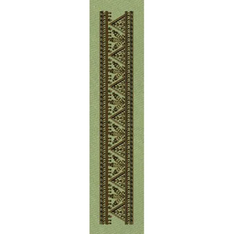 Golden Triangle Butta Border Mehendi Green & Dark Brown Embroidery Design