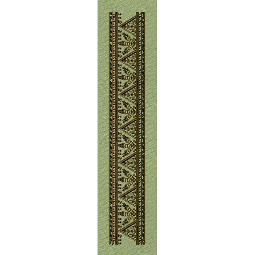 Golden Triangle Butta Border Mehendi Green & Dark Brown Embroidery Design