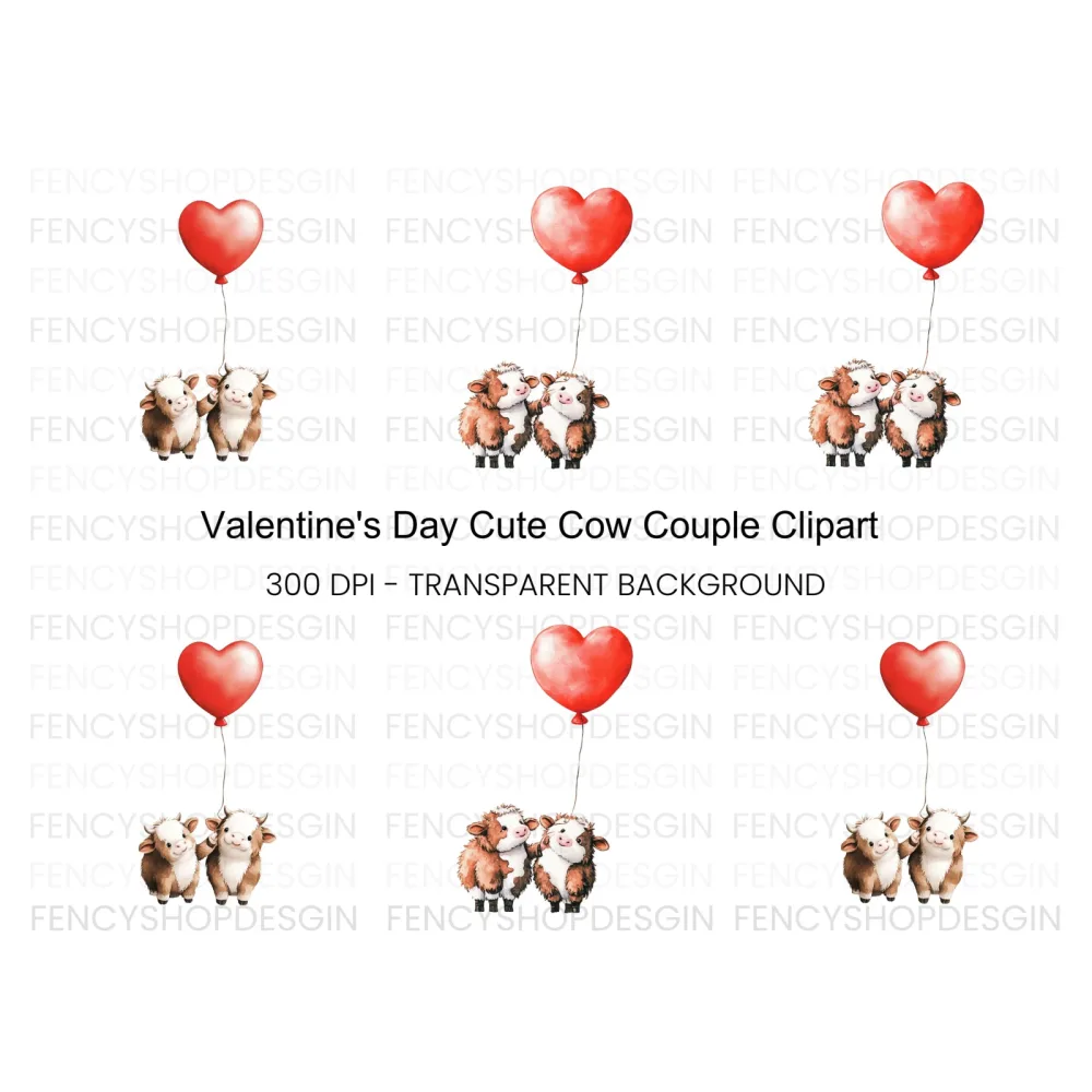 Sweet Calves with Heart Balloon Clipart Bundle