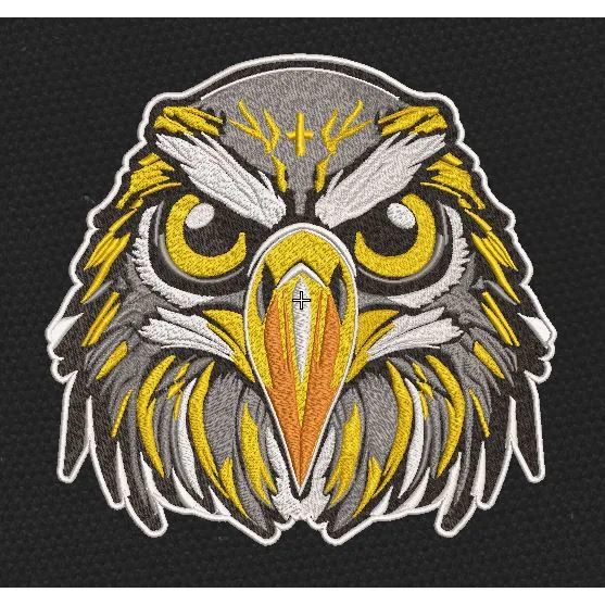 Sharp Gaze Grey & Gold Embroidery Design