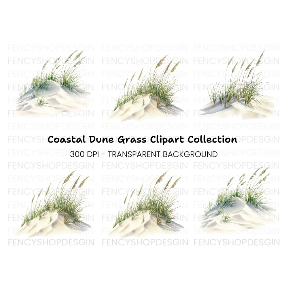 Beach Dune Grass Sand Clipart Bundle