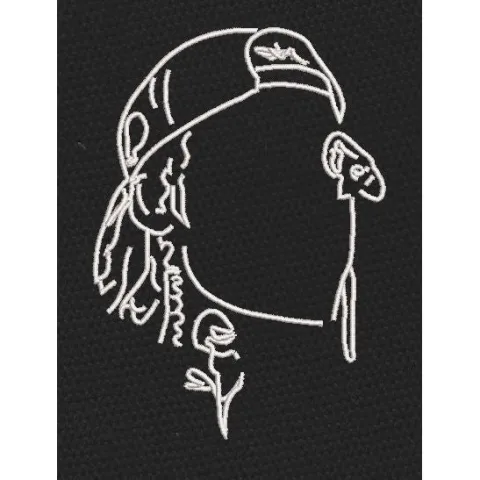 Line Art White Embroidery Design