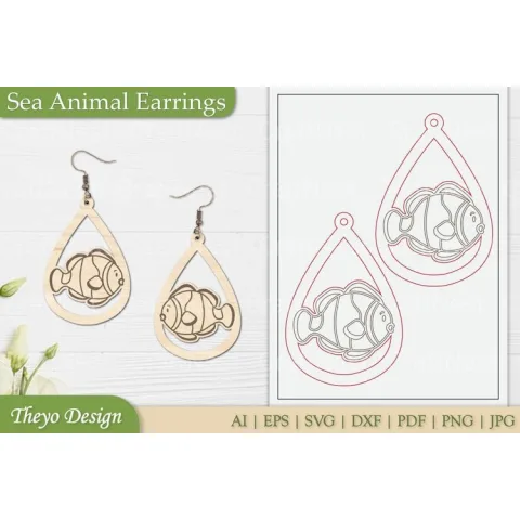 Sea Animal Earrings SVG Bundle