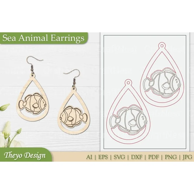 Sea Animal Earrings SVG Bundle