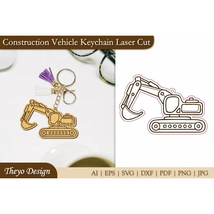 Construction Vehicle Keychain Laser Cut SVG