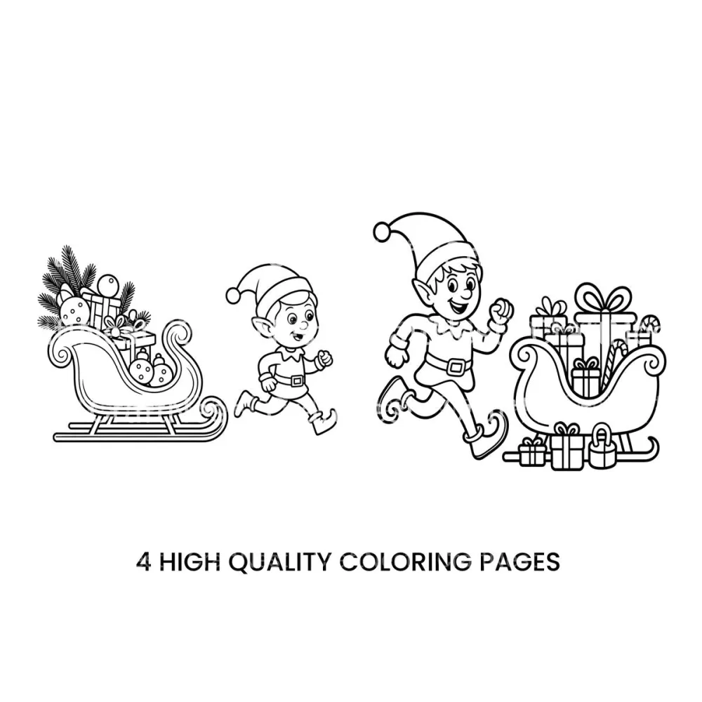Christmas Elf Sleigh Fun Coloring Books