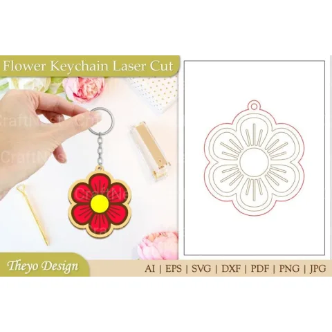 Flower Keychain SVG Bundle