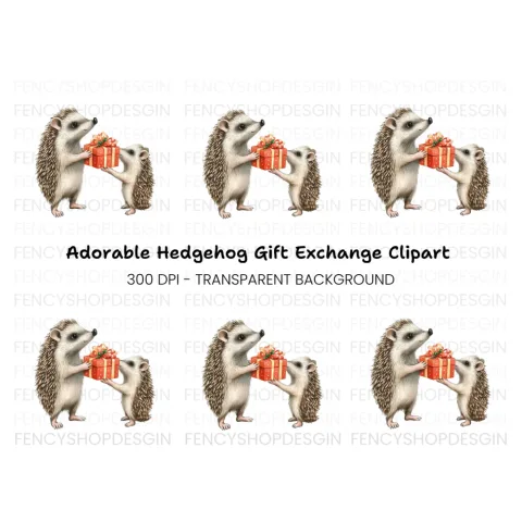 Hedgehog Family Gift Exchange Clipart Bundle