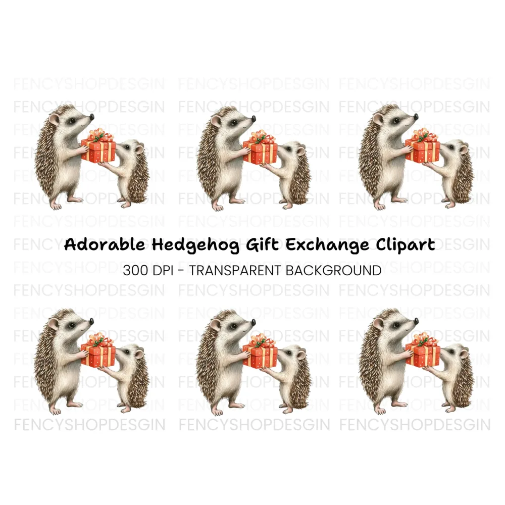 Hedgehog Family Gift Exchange Clipart Bundle