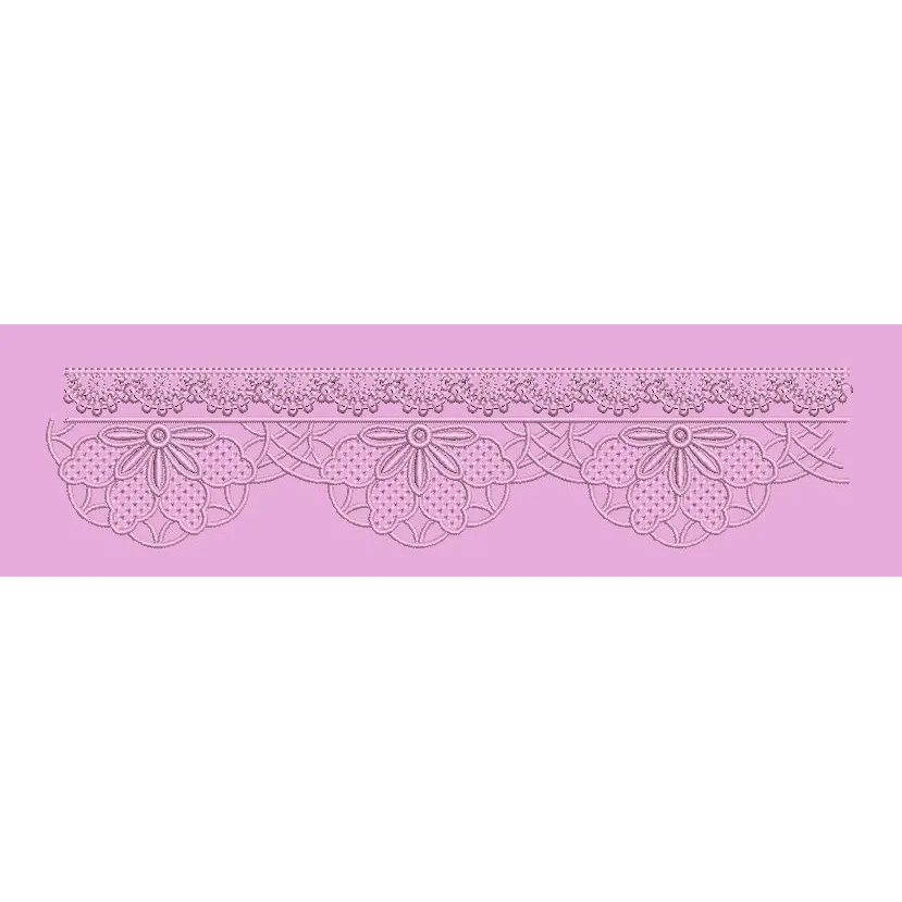 Scalloped Floral Lace Edge Border Embroidery Design