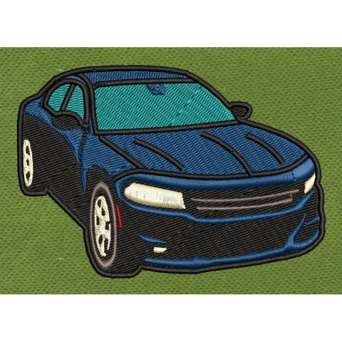Blue Car Embroidery Design