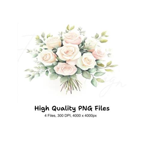 Elegant Rose Bouquet Clipart Bundle