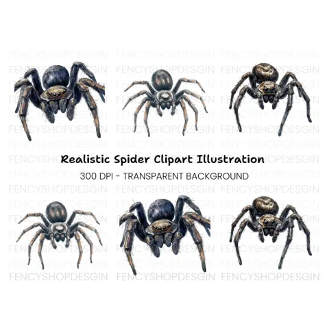 Realistic Spider Clipart Bundle