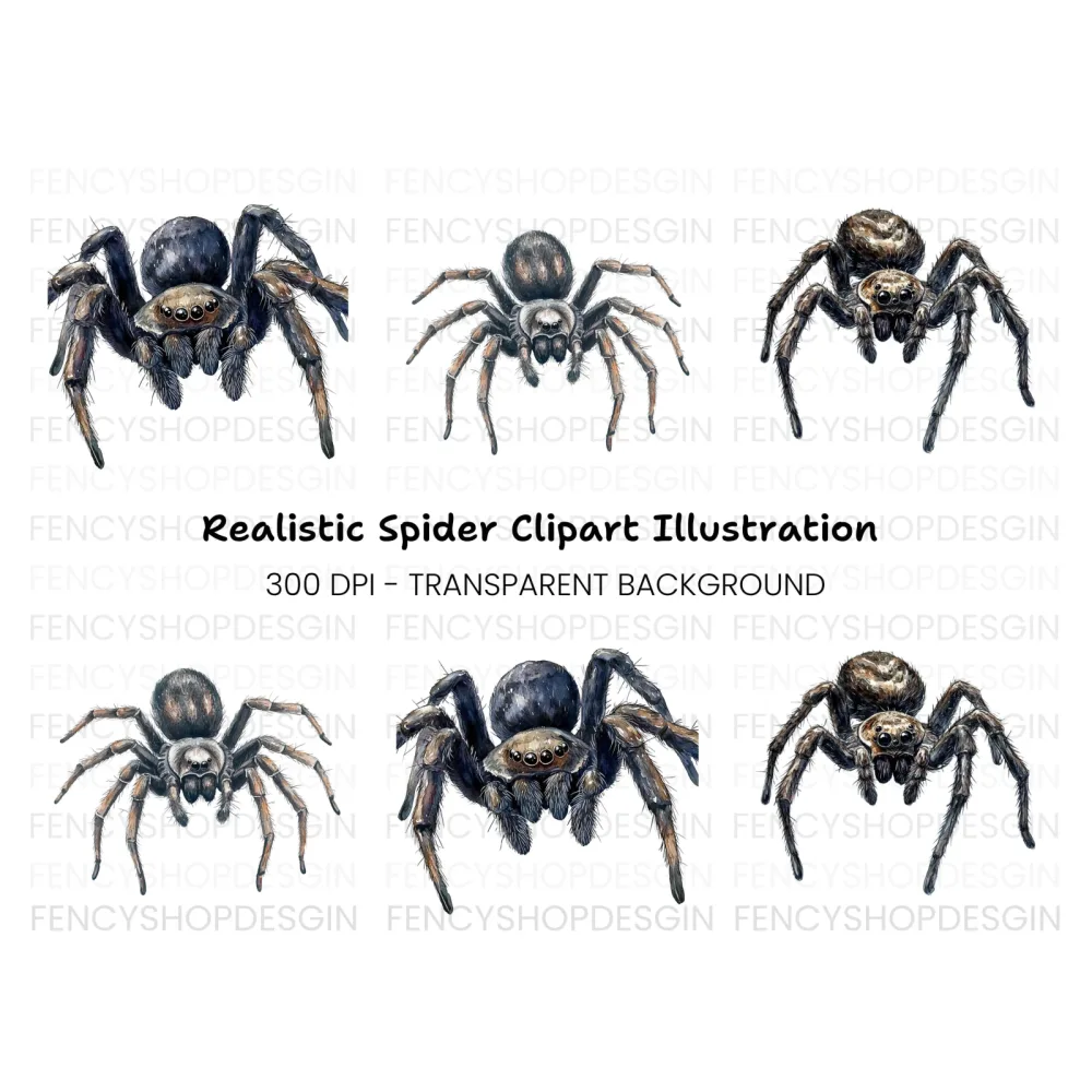 Realistic Spider Clipart Bundle