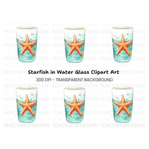 Starfish in Glass Clipart Bundle