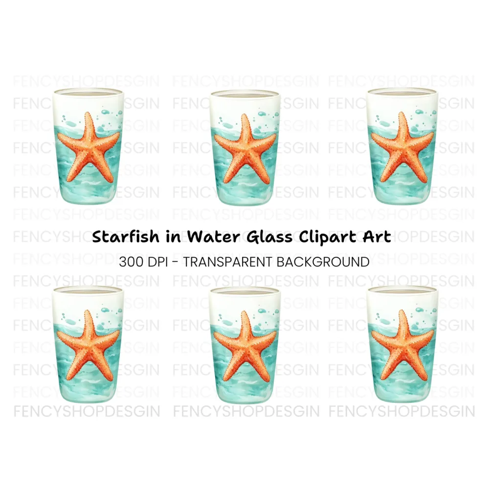 Starfish in Glass Clipart Bundle