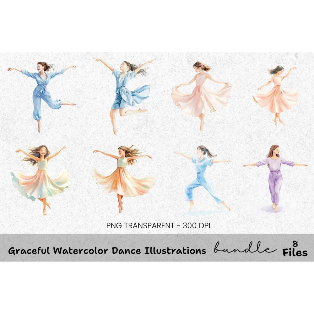 Graceful Dance Illustrations Clipart Bundle