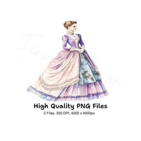 Regal Victorian Gown Clipart Bundle