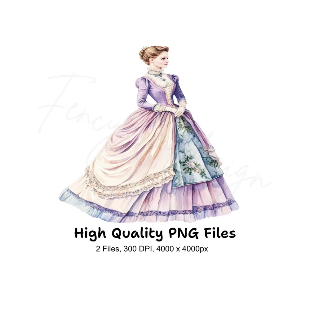 Regal Victorian Gown Clipart Bundle