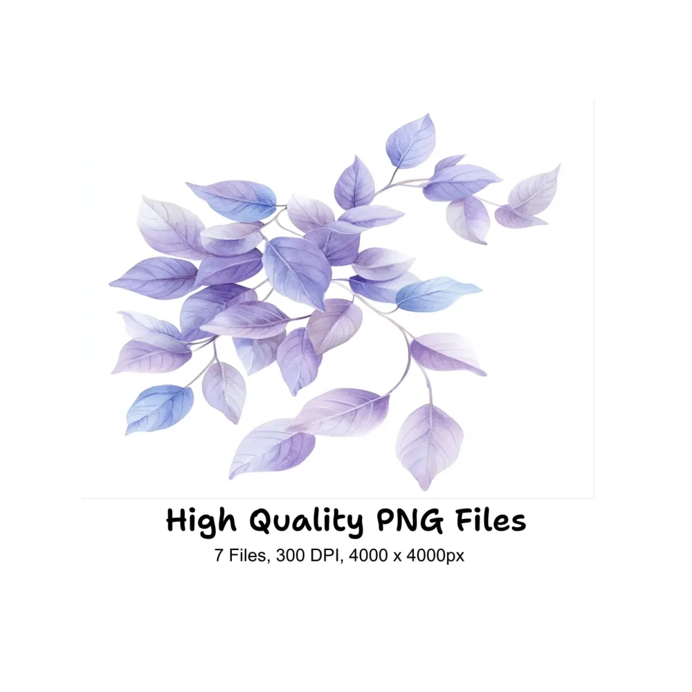 Purple Leaves and Floral Clipart Bundle
