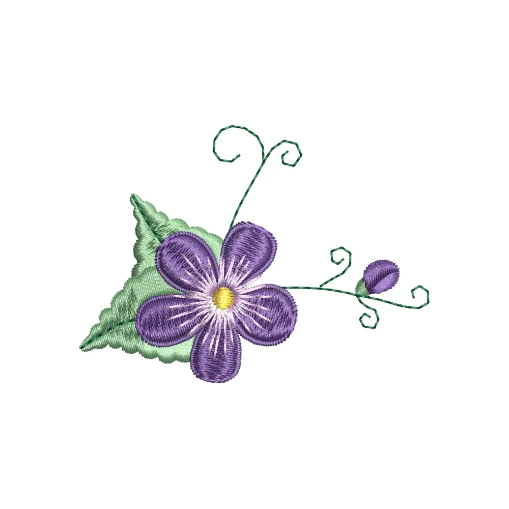 Blue Flower Embroidery Design