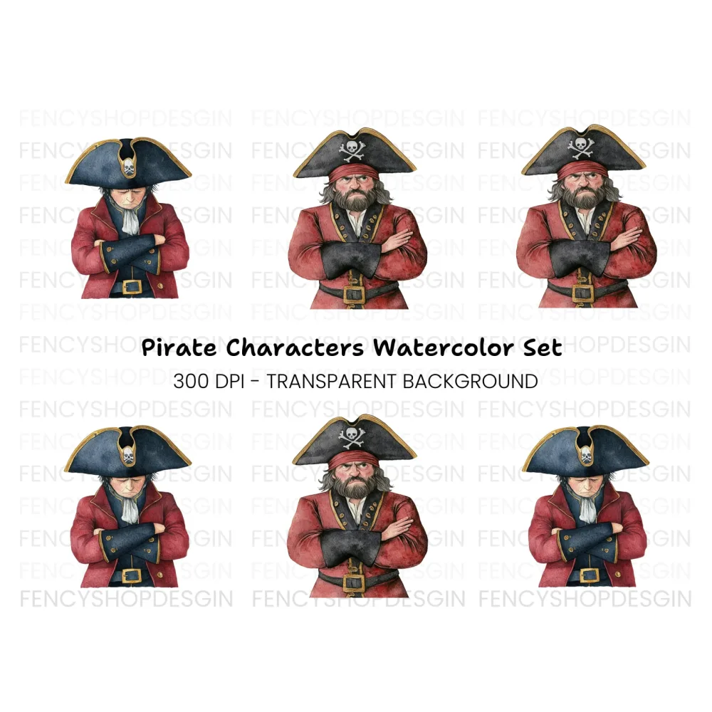 Grumpy Pirates Clipart Bundle